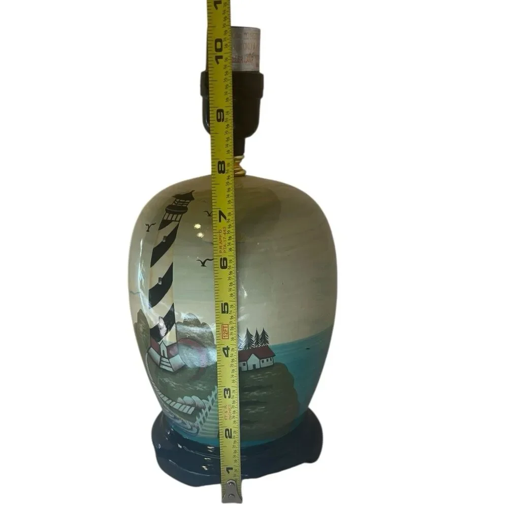 Lighthouse Table Lamp Coastal Nautical Ceramic Beach House Decor Standout Art